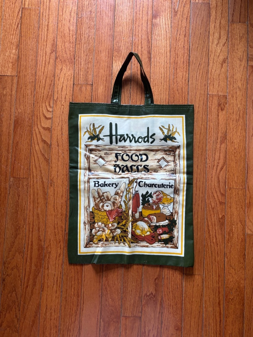 Harrods Green and Cream Food Halls Shopper Tote
